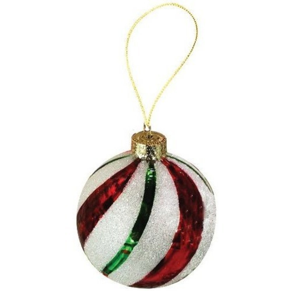 Twinkling Treasures Blinking Christmas Ornament 3.5" -Red White Green CANDY CANE